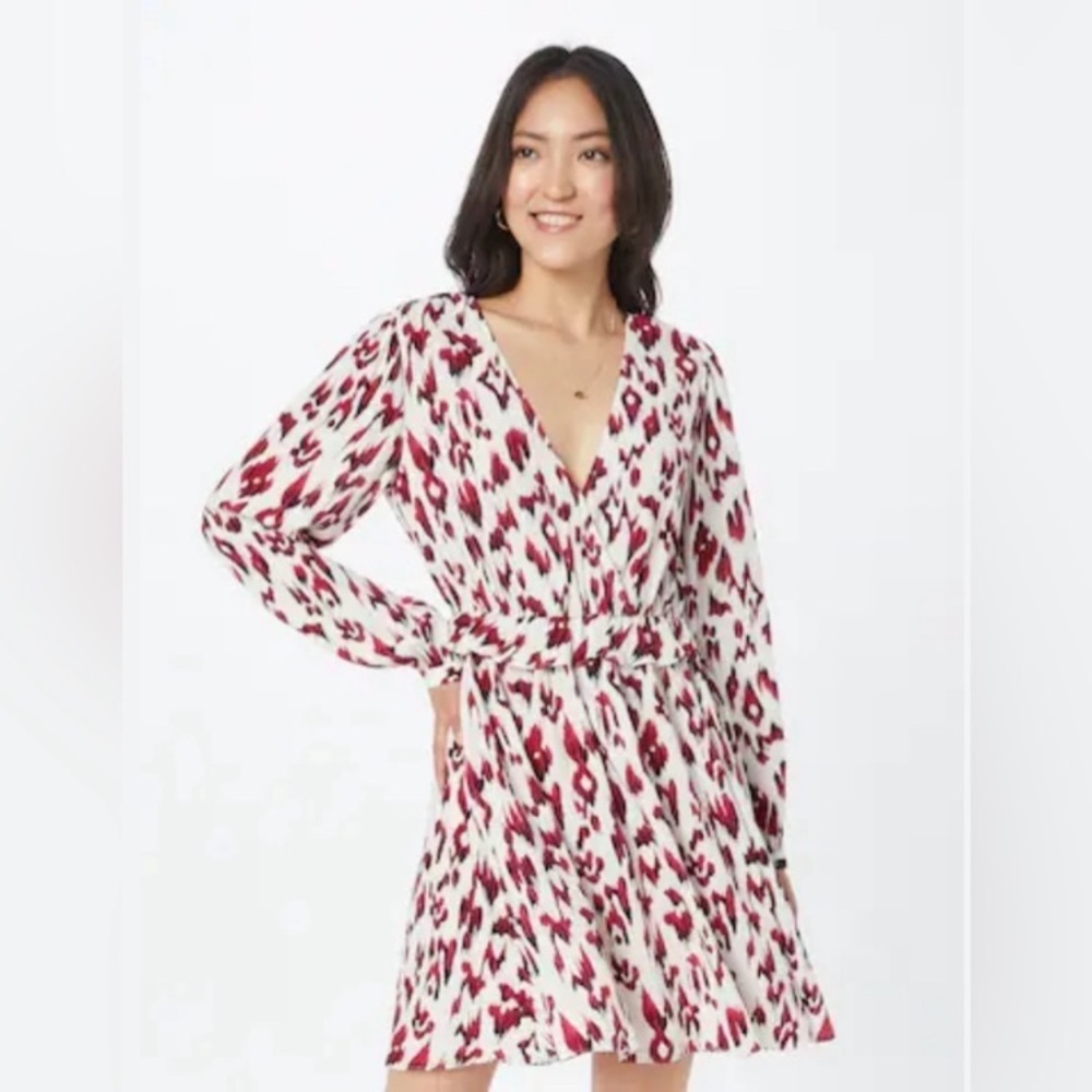 Stotch & Soda In Bloom Dress Pink Leopard Printed Long Sleeve Wedding Guest 12
